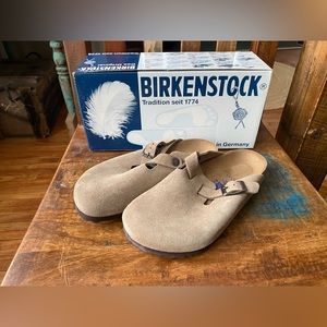 Birkenstock Boston Soft Footbed Suede Taupe
